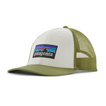 Patagonia P-6 Logo LoPro Trucker Hat Basecap, white w / buckhorn green