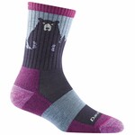 Darn Tough Women’s Bear Town Micro Crew Lightweight Wandersocken, M, purple