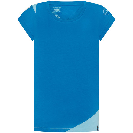 Das Chimney ist ein Kletter T-Shirt für Frauen aus reiner Biobaumwolle, das mit seinem Zweifarbenlook unverschämt gut aussieht