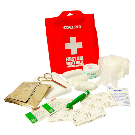 Das Edelrid First Aid Kit ist ein kompaktes Set mit allem Nötigen zur Versorgung kleiner Notfälle. Lieferung im wasserdichtem Beutel mit Gürtelschlaufe