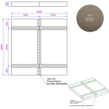 Ein Bouldermattensatz speziell für das Freestanding Moon Board in bewährter Hallenausrüsterqualität von Bänfer