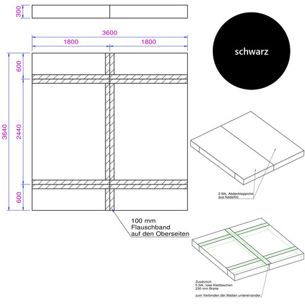 Ein Bouldermattensatz speziell für das Freestanding Moon Board inklusive Teppich in bewährter Hallenausrüsterqualität von Bänfer