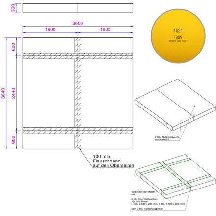 Ein Bouldermattensatz speziell für das Freestanding Moon Board inklusive Teppich in bewährter Hallenausrüsterqualität von Bänfer