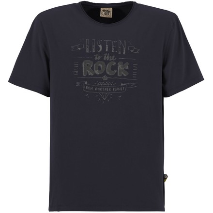 Das Listen T-Shirt von E9 ist ideal zum Klettern und Bouldern. Der coole Print auf der Front - listen to the rock - macht alles klar!