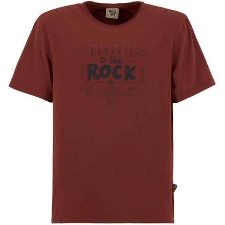Das Listen T-Shirt von E9 ist ideal zum Klettern und Bouldern. Der coole Print auf der Front - listen to the rock - macht alles klar!