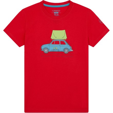 Das Kids Cinquecento ist ein schickes T-Shirt für den Kletternachwuchs, was beim Anblick sofort gute Laune machen. Und angenehm Tragen lässt es sich auch.