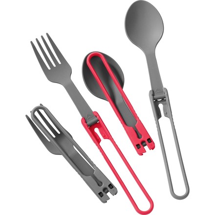 Das Folding Spoon and Fork Kit besteht aus je zwei faltbaren Gabeln und Löffeln aus robustem BPA-freiem Kunststoff