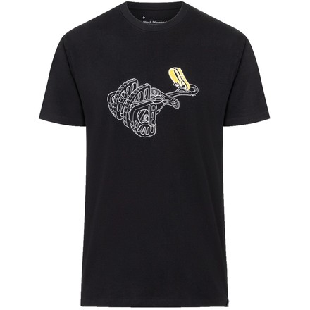 Das Cam SS T-Shirt von Black Diamond ist mit seinem Camalot Print ist eine Hommage an das Ausrüstuingsgerät, das das Klettern nachhaltig verändert hat