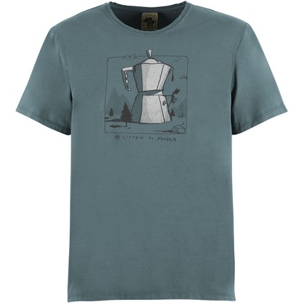 Das Moka von E9 ist das Must-have-T-Shirt für alle Kletterer, die Kaffee als integralen Bestandteil des Kletterns verstehen.