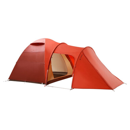 Das Vaude Campo Casa XT 5-Personen Zelt punktet mit viel Komfort, Liebe zum Detail und großzügiger Apsis bei Campingfans und Familien