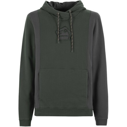 Der Out von E9 ist ein gemütlicher Kapuzenpullover mit großem Logo aus Bio-Baumwolle für Männer, die gerne zeigen, dass sie Kletterer sind.