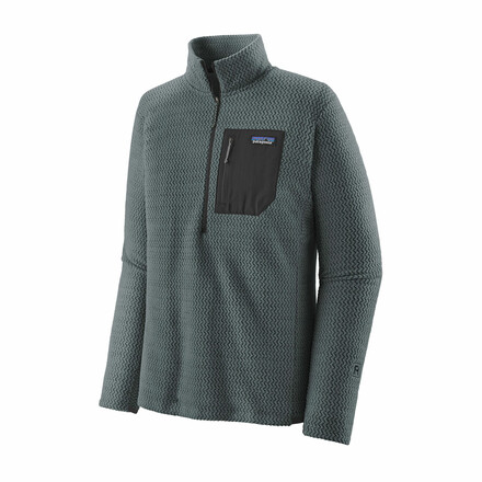 Der leichte und besonders atmungsaktive Patagonia R1 Air Zip Neck Fleecepullover trocknet dank seiner Hohlfasern und der Zickzack-Struktur sehr rasch.