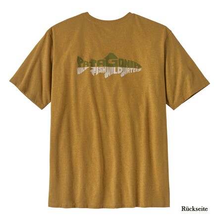 Das nachhaltige Patagonia Chouinard Crest Pocket Responsibili-Tee T-Shirt punktet mit seinem atmungsaktiven Material und seinem XXL-Print auf dem Rücken.