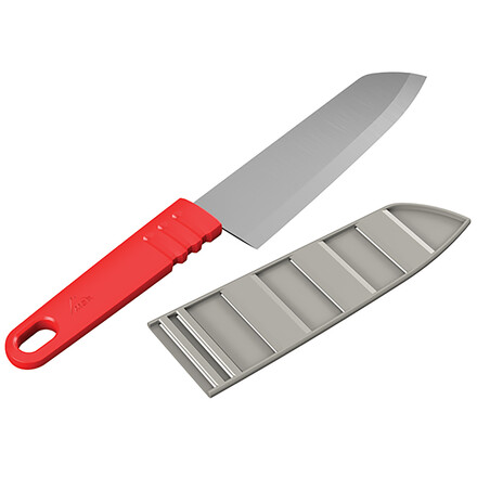 Das MSR Alpine Chef's Knife Kochmesser im Santoku-Style erfüllt mit seiner scharfen Edelstahlklinge auch unterwegs gehobene Ansprüche in der Outdoor-Küche.