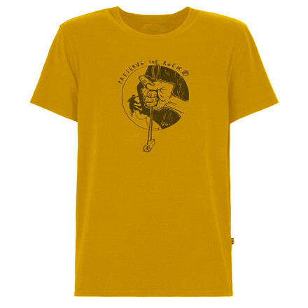 Komfort und Beweglichkeit zeichnen das 70S Kletter-T-Shirt für Männer mit seinem coolen Print auf der Front aus.