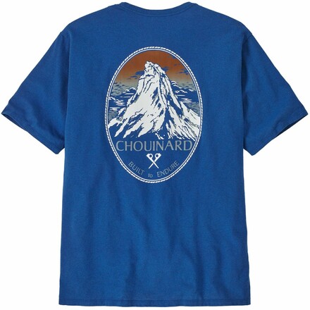 Das nachhaltige Patagonia Chouinard Crest Pocket Responsibili-Tee T-Shirt punktet mit seinem atmungsaktiven Material und seinem XXL-Print auf dem Rücken.