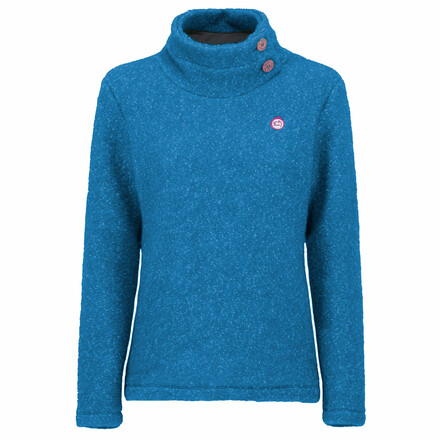 Der E9 Women's Laura ist ein warmer, robuster und kuscheliger Pullover mit hohem Wollanteil und einem Stehkragen mit dekorativen Knöpfen.