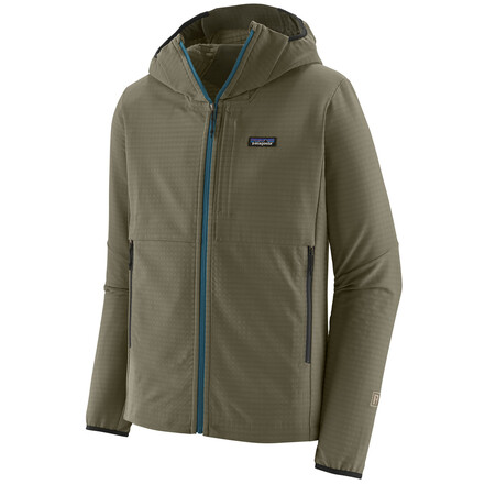 Der R1 TechFace Hoody von Patagonia ist eine robuste und minimalistische Softshelljacke, die sich perfekt für wechselhaftes Wetter in den Bergen eignet