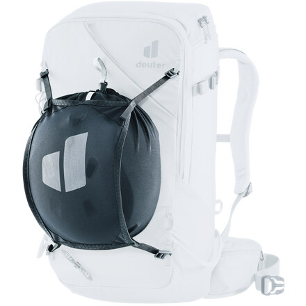 Die Deuter Helmet Bag ist eine praktische Beutel-Helmtasche, die sich über die Befestigungsschlaufen einfach mit dem Rucksack verbinden lässt.