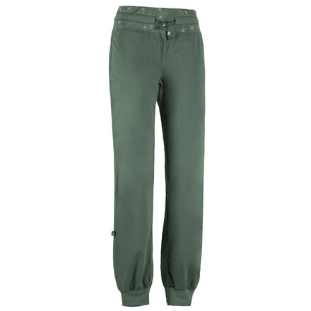 Die Hit von E9 ist eine gemütliche Boulderhose mit einem gemusterten Bündchen, das für die individuelle Weitenregulierung noch einen Kordelzug hat.