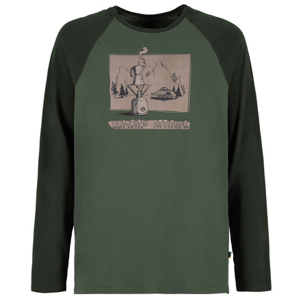 Das E9 Long Coffeeist ein sehr bequemes und flexibles Langarmshirt für ausgedehnte Kletterrunden. Mit tollem Front-Print und farblich abgesetzten Ärmeln!
