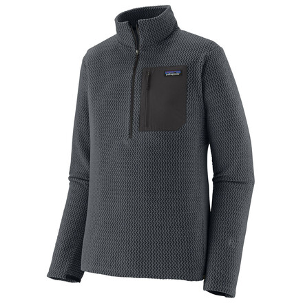Der leichte und besonders atmungsaktive Patagonia R1 Air Zip Neck Fleecepullover trocknet dank seiner Hohlfasern und der Zickzack-Struktur sehr rasch.