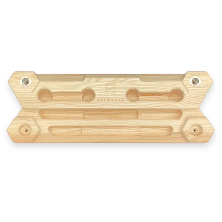 Vielseitiges Hangboard aus regional gefertigtem Holz für effektives Fingerkraft- und Oberkörpertraining.