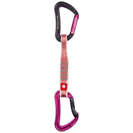 Hochwertiges Express-Set mit großen, ergonomischen Karabinern und breiter Schlinge für sicheres, komfortables Clippen beim Sportklettern.