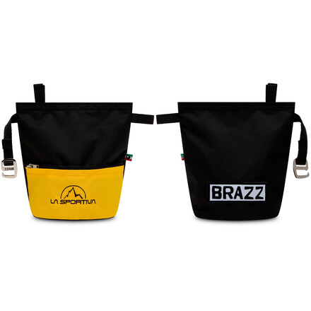 Der La Sportiva Leftover Chalk Bag aus Materialresten der Crashpad-Produktion vereint Funktionalität und Nachhaltigkeit mit ikonischem Design.