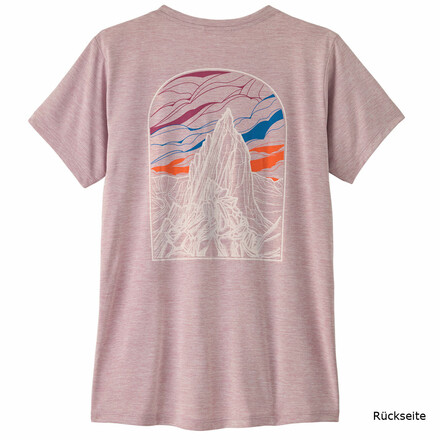 Das Patagonia Women's Cap Cool Daily Shirt ist ein leichtes, schnelltrocknendes und geruchshemmendes T-Shirt mit tollem Backprint.