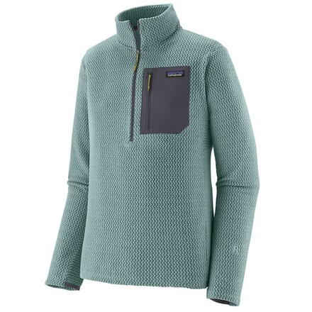 Der leichte und besonders atmungsaktive Patagonia R1 Air Zip Neck Fleecepullover trocknet dank seiner Hohlfasern und der Zickzack-Struktur sehr rasch.