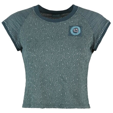 Das E9 Women's Audrey ist ein leichtes und schnelltrocknendes T-Shirt im angesagten Crop-Schnitt. Mit bewegungsfreundlichen Ärmeln im Streifenlook.