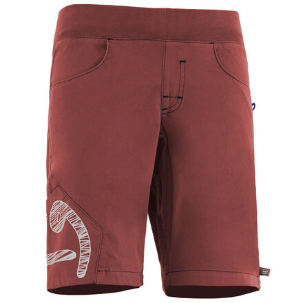 Die B Pentagó ist eine kurze Hose zum Klettern und Bouldern für Kinder mit einem breiten elastischen Bund und einer auffällig bedruckten Beintasche