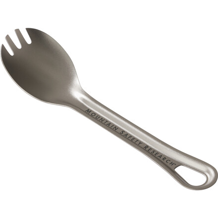 Der MSR Titan Spork/Göffel ist Gabel und Löffel in einem. Er wird aus leichtem und langlebigem Titan hergestellt und verfügt über eine Aufhängeschlaufe.