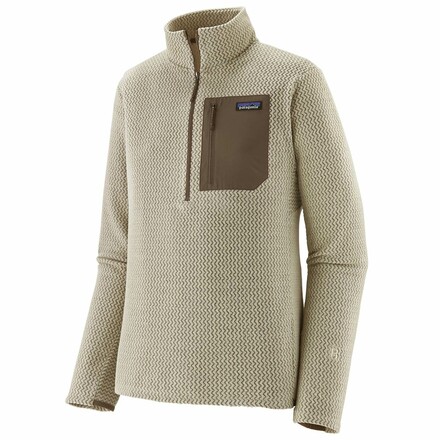 Der leichte und besonders atmungsaktive Patagonia R1 Air Zip Neck Fleecepullover trocknet dank seiner Hohlfasern und der Zickzack-Struktur sehr rasch.