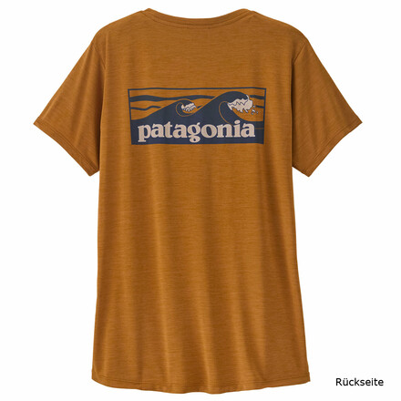 Das Patagonia Women's Cap Cool Daily Shirt ist ein leichtes, schnelltrocknendes und geruchshemmendes T-Shirt mit tollem Backprint.