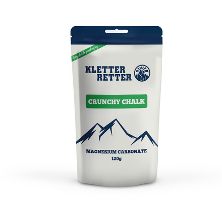 Das Kletterretter Crunchy Chalk wird in den Dolomiten gewonnen und lässt sich hervorragend dosieren. Frei von Schwermetallen und Zusätzen.
