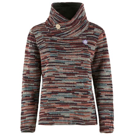 Der Ines von E9 ist ein Strickpullover für Frauen, die gerne draußen aktiv sind. Er sieht nicht nur gut aus, er lädt auch zum Klettern am Fels an kühlen Tagen ein.