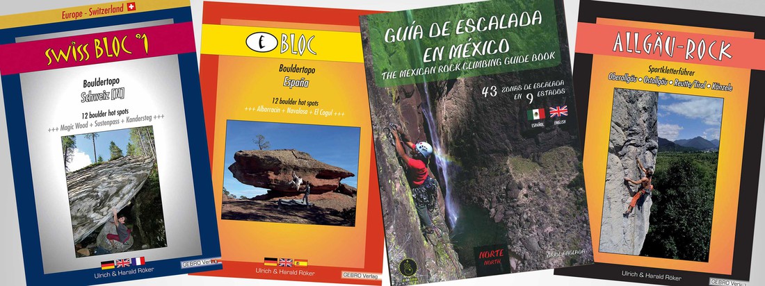 Der Gebro Verlag veröffentlich Kletterführer für die unterschiedlichsten Regionen in Europa und der ganzen Welt