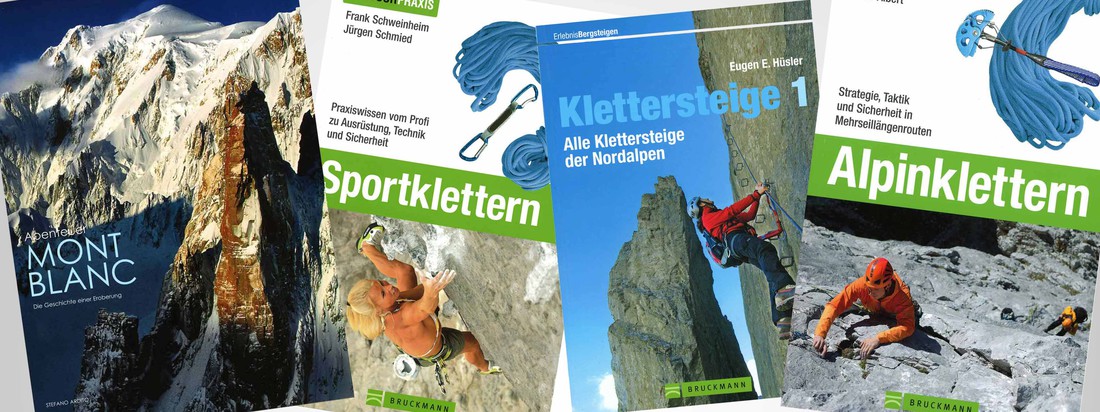 Der Bruckmann Verlag veröffentlicht Lehrbücher fürs Sportklettern, Alpinklettern, Geocachen, etc