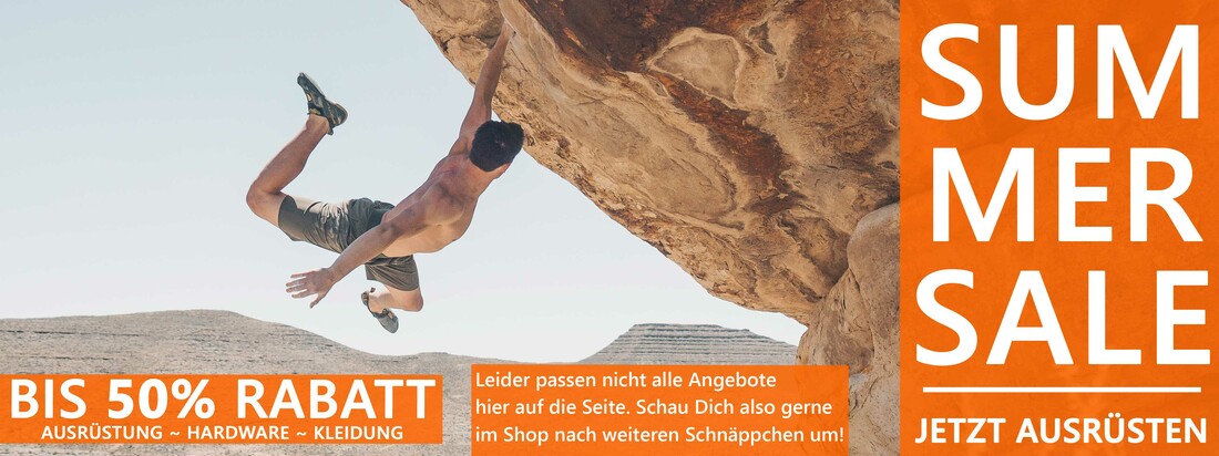 In unserem Summer Sale 2026 kannst Du Deine Ausrüstung mit bis zu 50% Rabatt für die kommende Klettersaison auf den neuesten Stand bringen